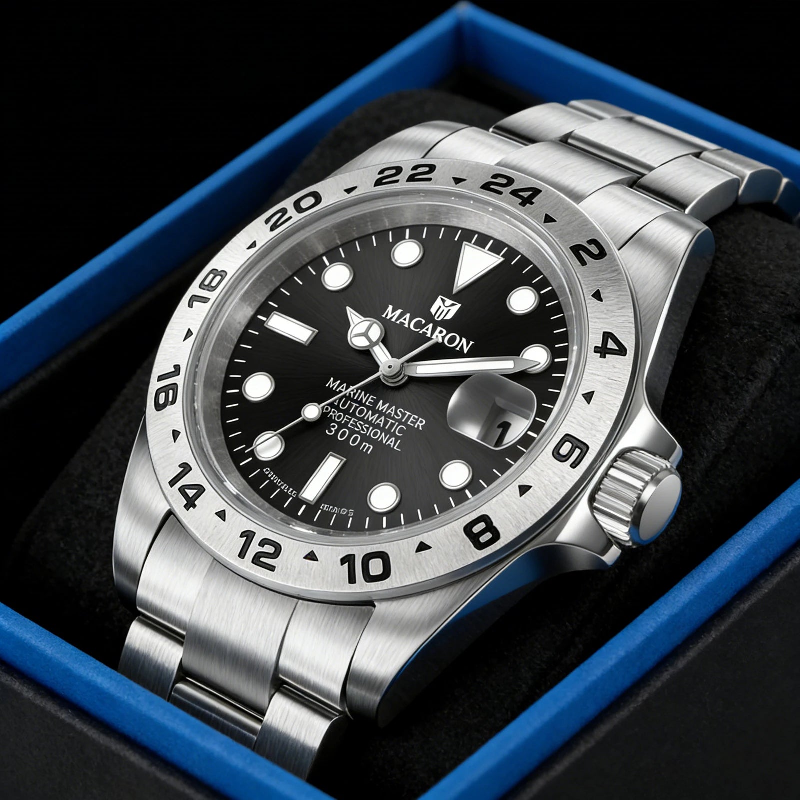 MACARLON Design New China NH35 Mechanical Watch Men 40.5mm Sapphire Glass Luminous Stainless Steel Waterproof Automatic Watch