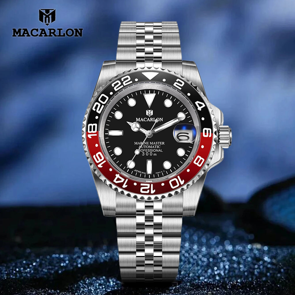 MACARLON Design NEW calendar Machinery watch Men sapphire glass Stainless Steel Waterproof Chinese NH35 Automatic movement Watch