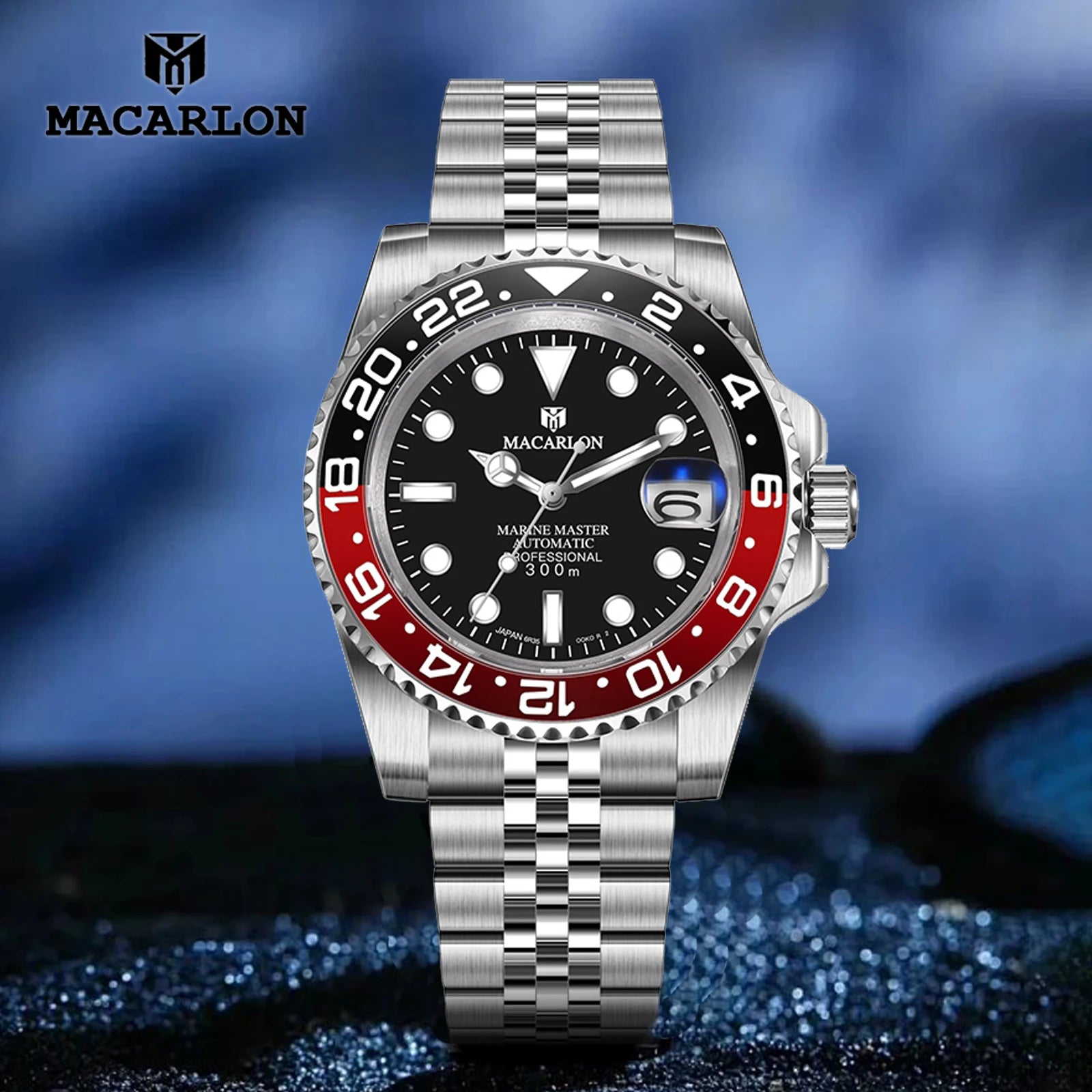 MACARLON Design NEW calendar Machinery watch Men sapphire glass Stainless Steel Waterproof Chinese NH35 Automatic movement Watch