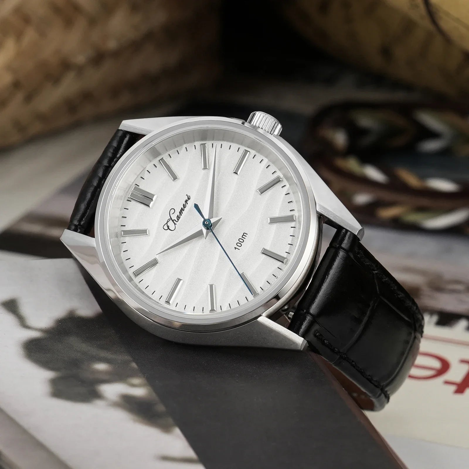 Chameri GS04 37mm Watch VH31 Sweep Second Movement Business Wristwatch 316L Stainless Steel Sapphire Glass Vintage Watches Watch
