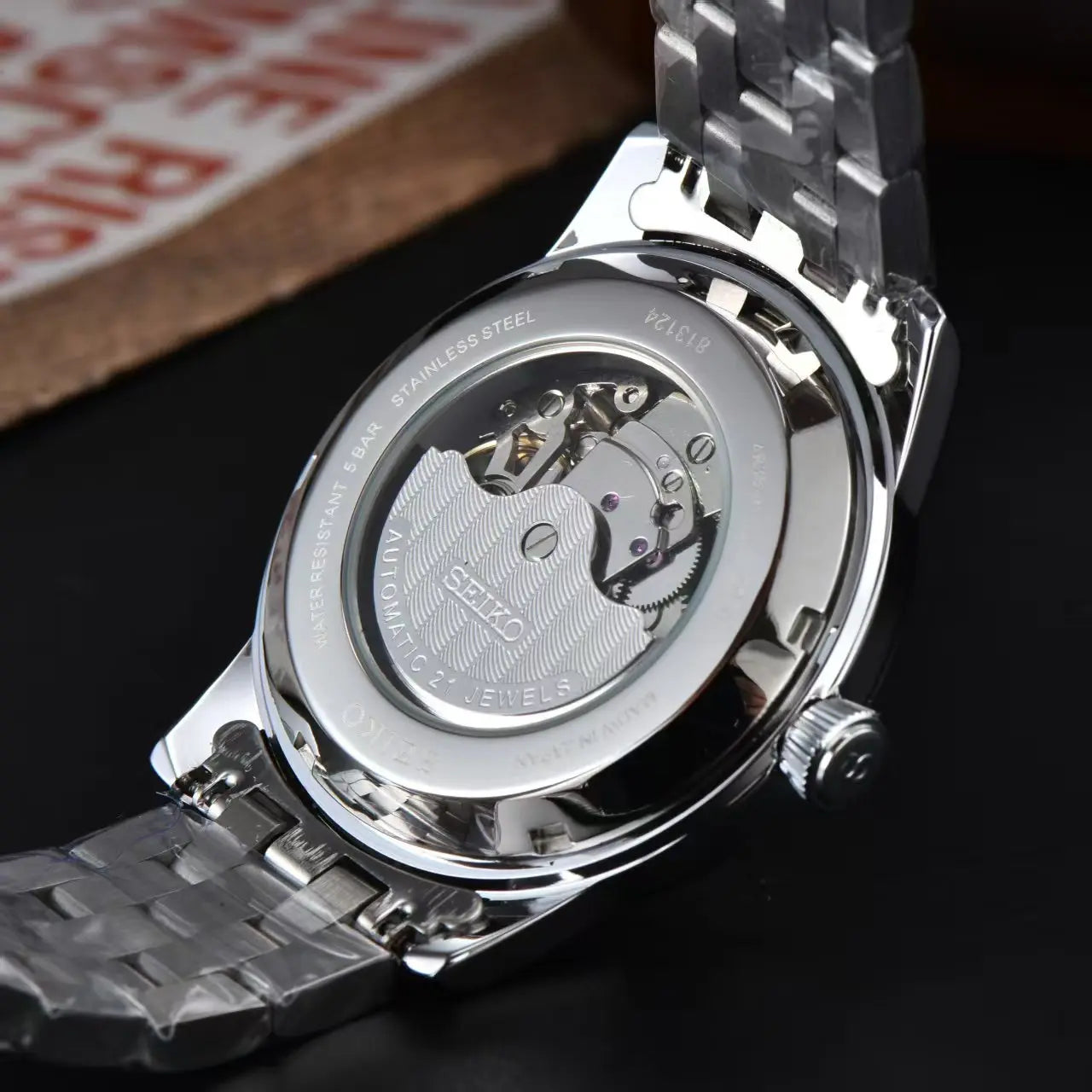 2026 Seiko Automatic Mechanical Watch Fashion Simple Hollow Men's and Women's Couple Watch Stainless Steel Strap Business Watch