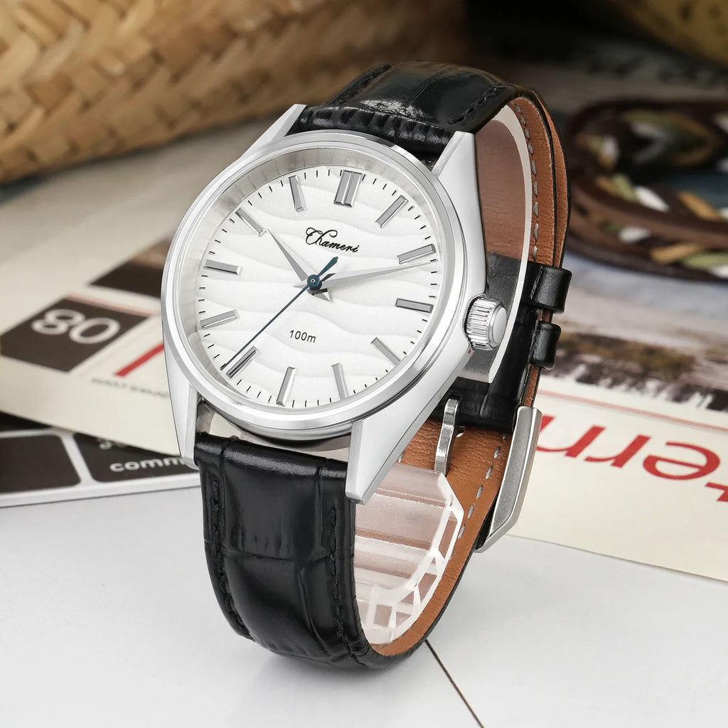Chameri GS04 37mm Watch VH31 Sweep Second Movement Business Wristwatch 316L Stainless Steel Sapphire Glass Vintage Watches Watch
