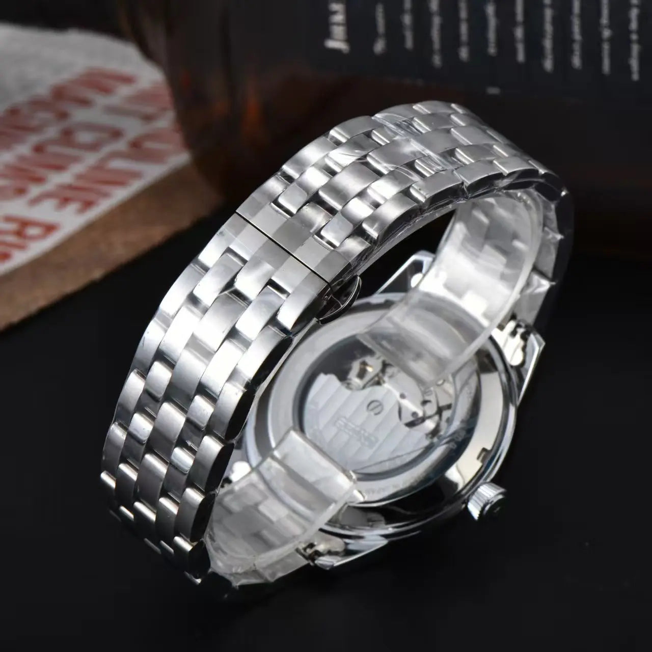 2026 Seiko Automatic Mechanical Watch Fashion Simple Hollow Men's and Women's Couple Watch Stainless Steel Strap Business Watch