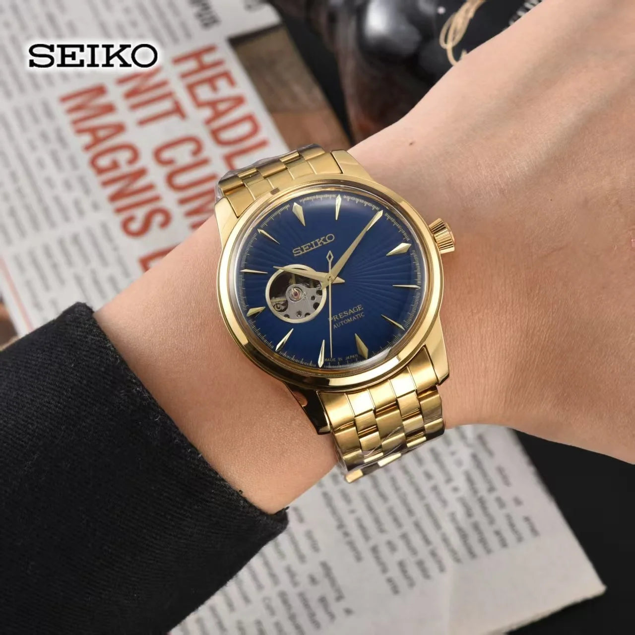 2026 Seiko Automatic Mechanical Watch Fashion Simple Hollow Men's and Women's Couple Watch Stainless Steel Strap Business Watch