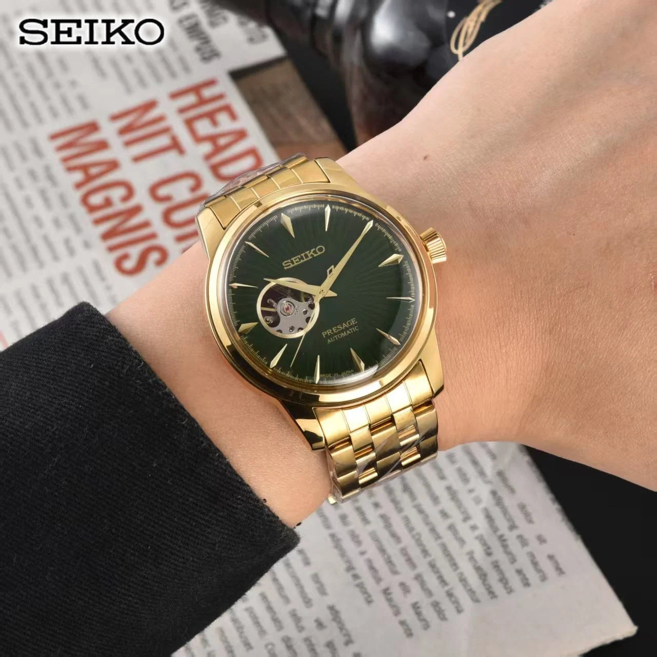 2026 Seiko Automatic Mechanical Watch Fashion Simple Hollow Men's and Women's Couple Watch Stainless Steel Strap Business Watch