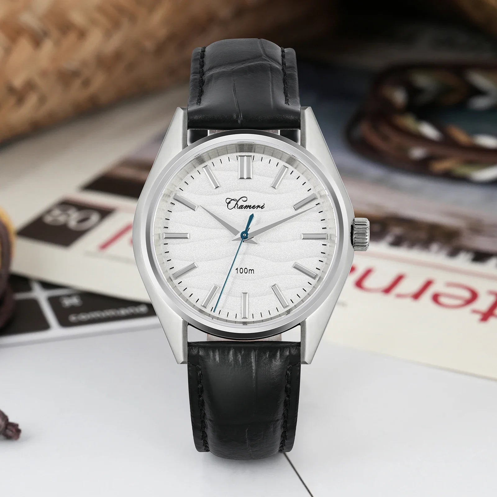 Chameri GS04 37mm Watch VH31 Sweep Second Movement Business Wristwatch 316L Stainless Steel Sapphire Glass Vintage Watches Watch