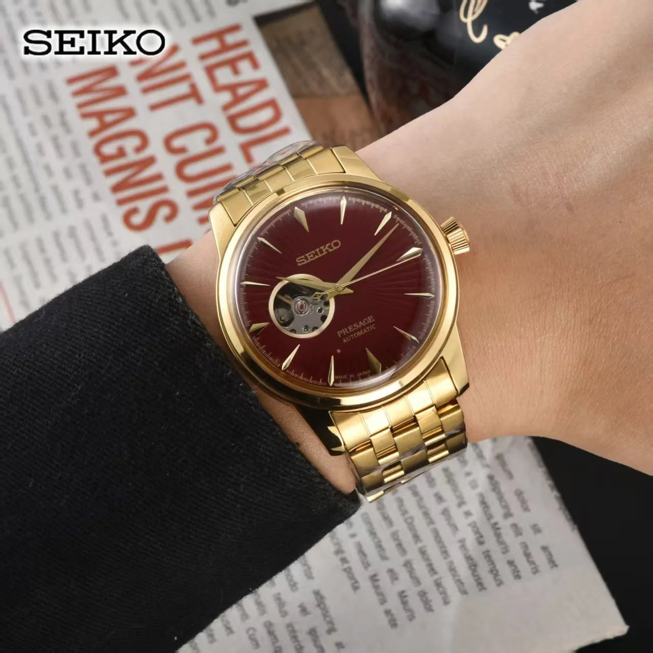 2026 Seiko Automatic Mechanical Watch Fashion Simple Hollow Men's and Women's Couple Watch Stainless Steel Strap Business Watch